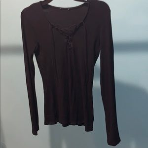 Express black knit lace up shirt